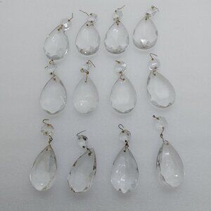 12 Vintage Chandelier Clear Crystal Prisms Teardrop Shape Crystal